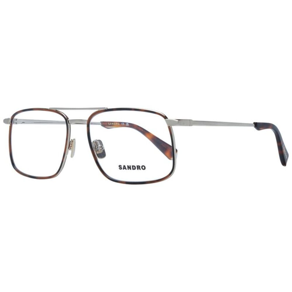 Sandro Square Acetate Eyeglasses Silver Accents Men Brown Frames For Men